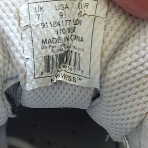 K-Swiss 7.0 System Men Tennis Shoes White Grey Leather Sneaker 91184177 Size 9.5